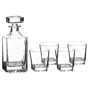 Sq Decanter w/4 11oz glasses