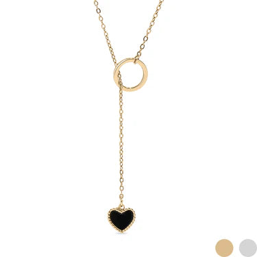 Black Heart Lariat necklace