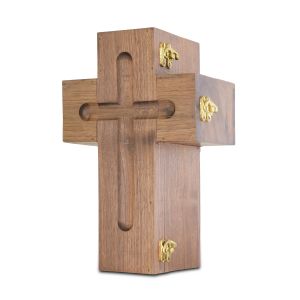 66742-Wood Cross Urn