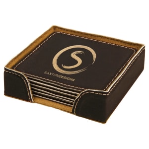 Square Leatherette coasters set