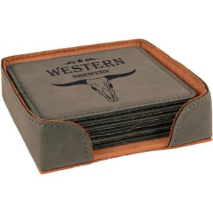 Square Leatherette coasters set