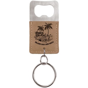 Bottle opener leatherette keychain