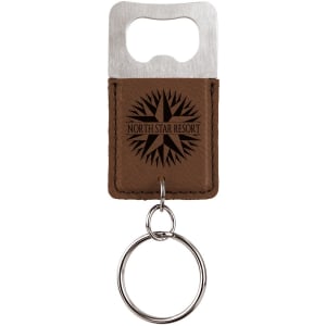 Bottle opener leatherette keychain