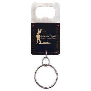 Bottle opener leatherette keychain