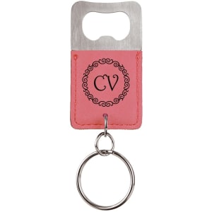 Bottle opener leatherette keychain