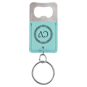 Bottle opener leatherette keychain