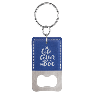 Bottle opener leatherette keychain