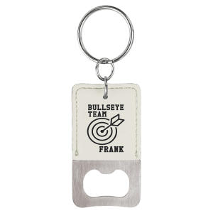 Bottle opener leatherette keychain