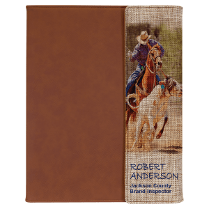 Rawhide burlap sublimatable portfolio