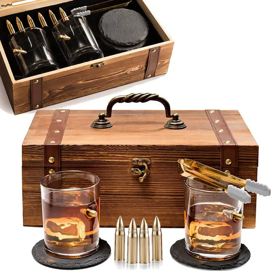 Whiskey Glass bullet and stones set